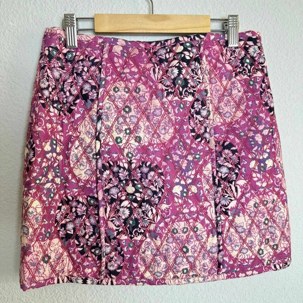 Free People Sweetheart Combo Tapestry Mini Skirt Rose Pink Floral Quilted‎ Boho